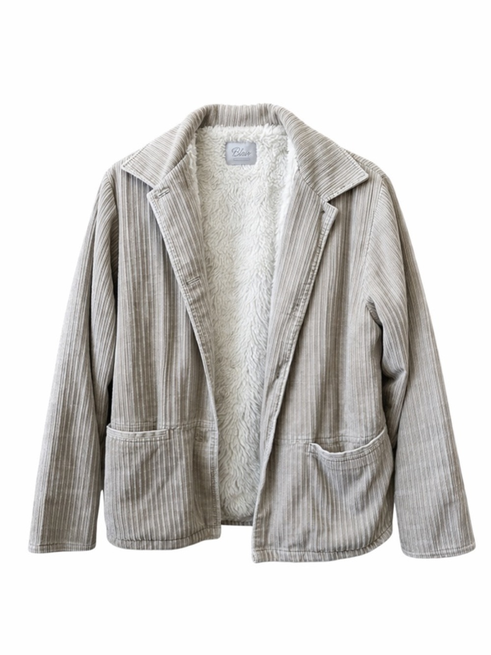 Blair Tan Corduroy Sherpa Lined Jacket Cozy Utility Coat Vintage Style Large